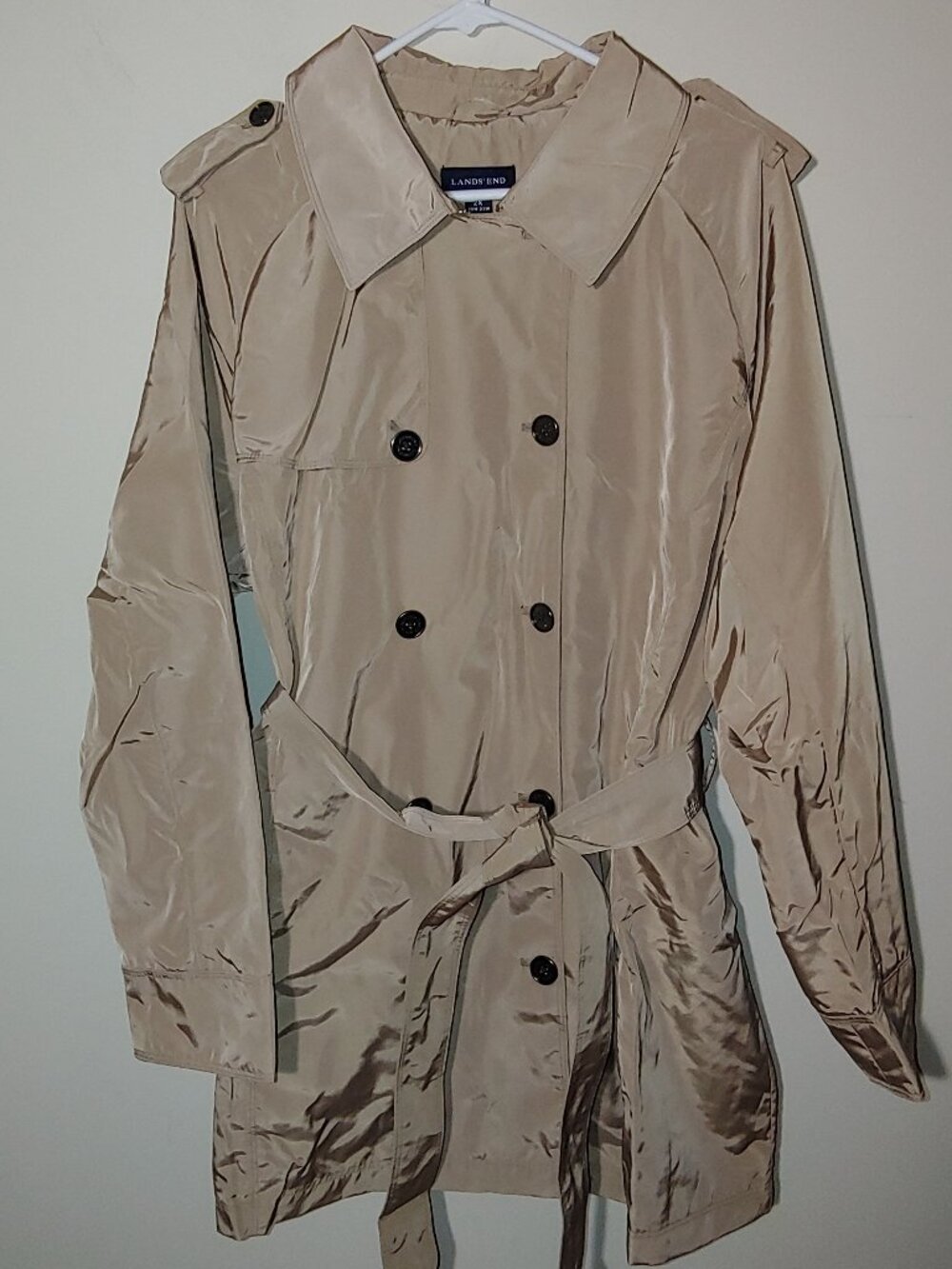Land's End Double Breasted Belted Trench Coat Size 2x Tan